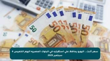 سعر ثابت.. اليورو يحافظ على استقراره في البنوك المصرية اليوم الخميس 4 سبتمبر 2025